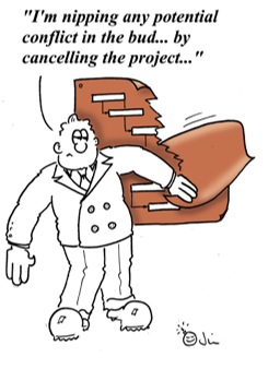 cartoon project manager on conflict management