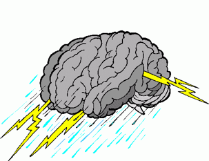 brain with rain and lightening